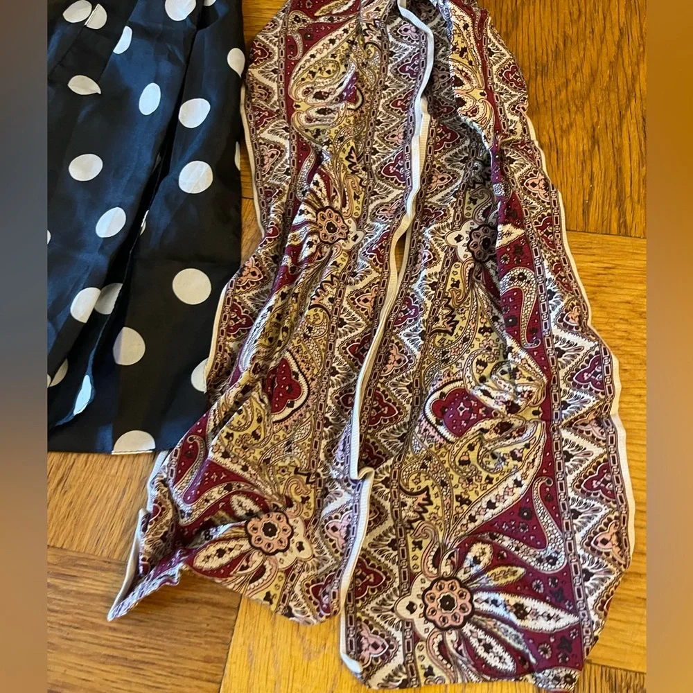 3 Sheer Scarf Bundle retro vintage look polka dot flowers‎ paisley neutrals thin